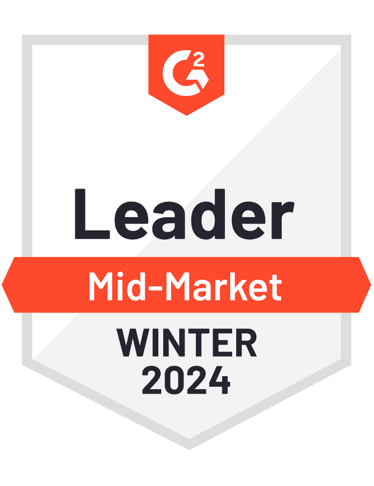 G2 badge awarded to Descartes Denied Party Screening software for being a leader in the mid-market segment