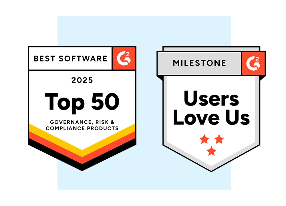 G2 badges earned by Descartes Denied Party Screening software as 1 of the top 50 best software for 2025