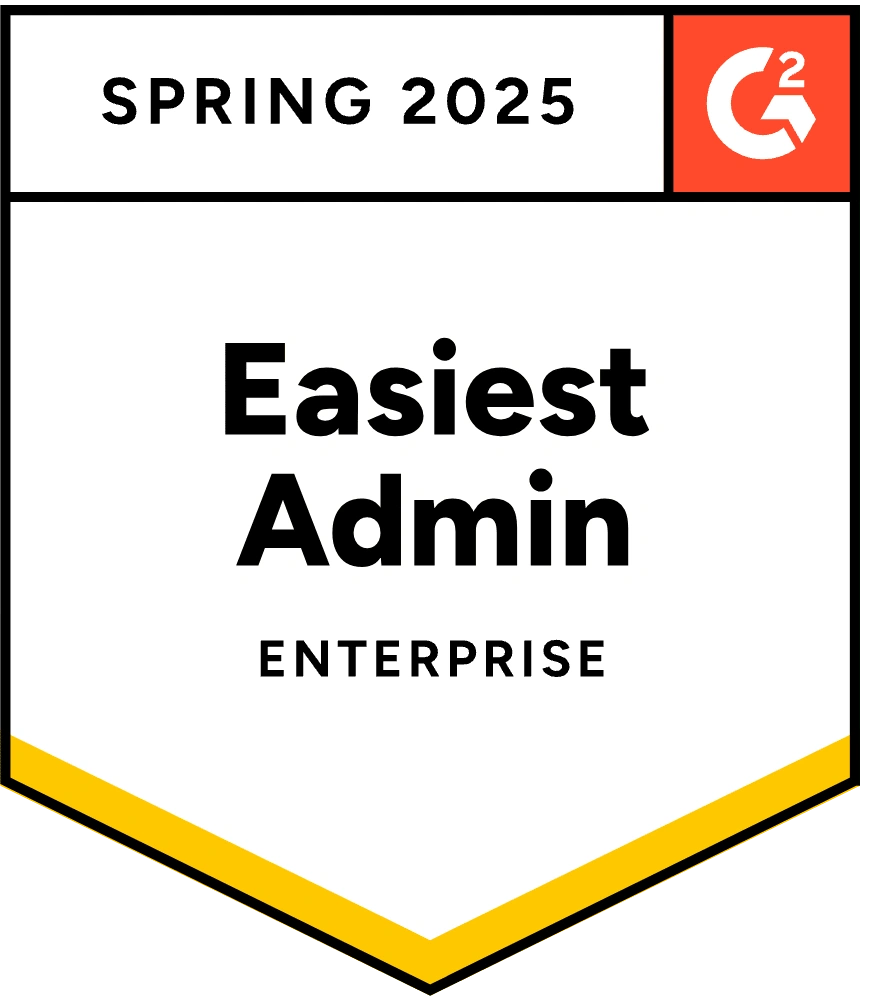 G2 Badge awarded to Descartes denied party screening for having an easy admin