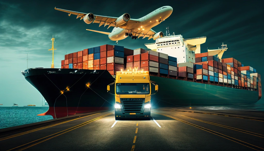 Freight Forder Trade Compliance - Container Cargo Ship and Cargo Plane for Transportation and Logistics.