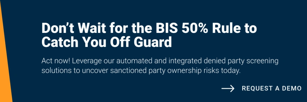banner with BIS50% rule guidance by Descartes