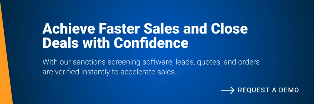 Demo request banner with a statement about automatically screen leads, opportunities, and transactions without disrupting your team’s flow. Maintain compliance oversight while eliminating manual effort