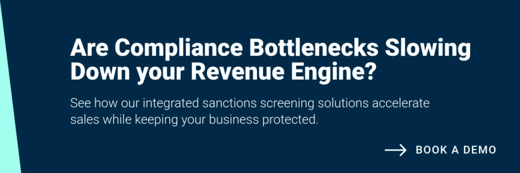 Demo request banner for Descartes sanctions screening software solutions
