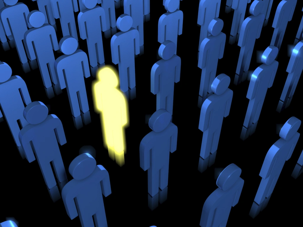 Highlighted person in a crowd